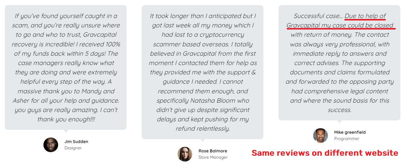 gravcapital scam fake testimonials