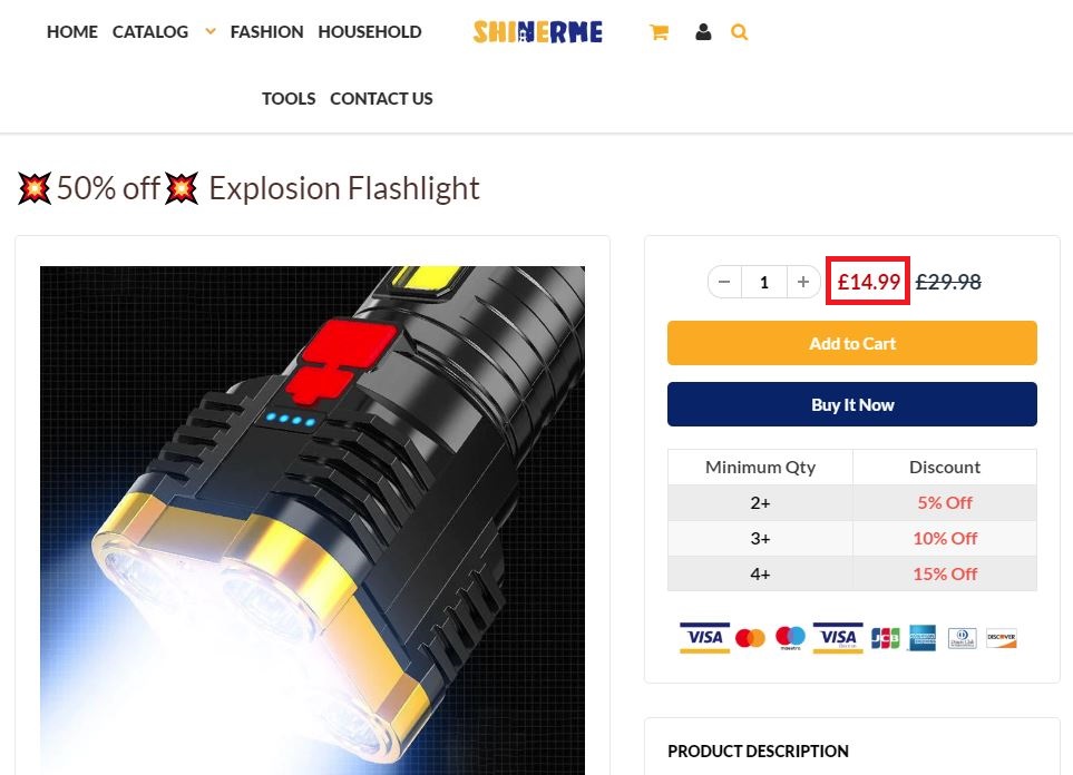 Shinerme scam flashlight fake price
