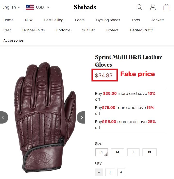 Shshads scam leather gloves fake price