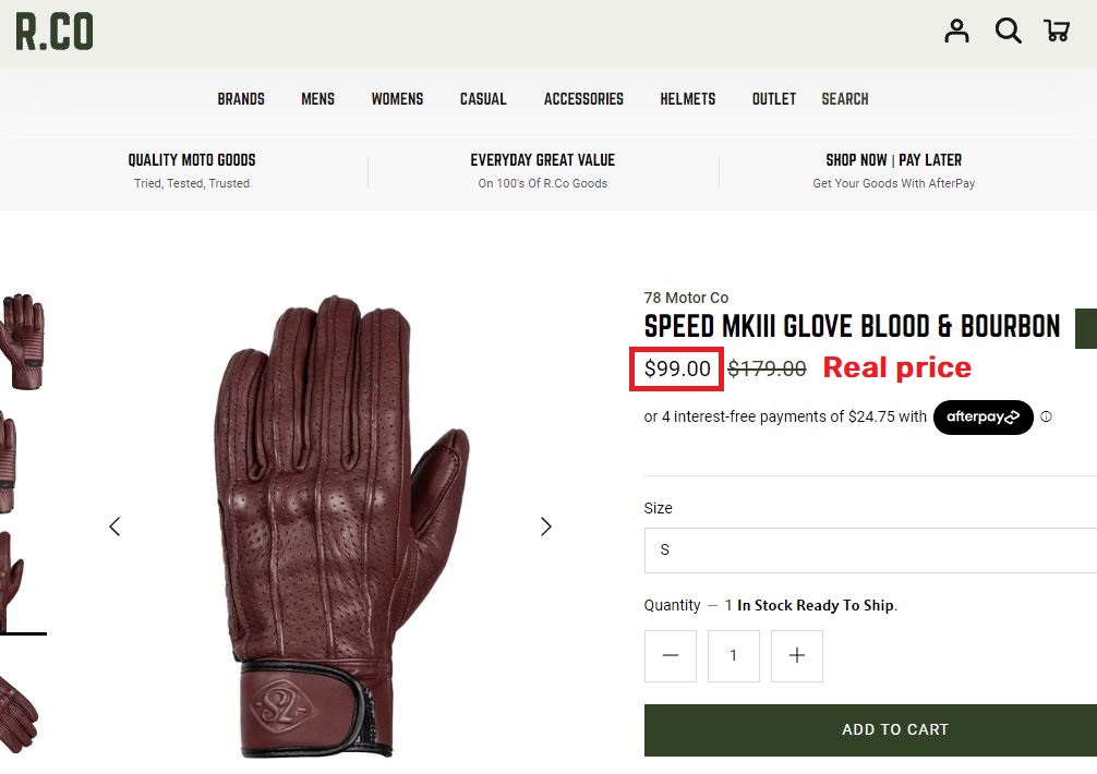 78 moto co gloves real price