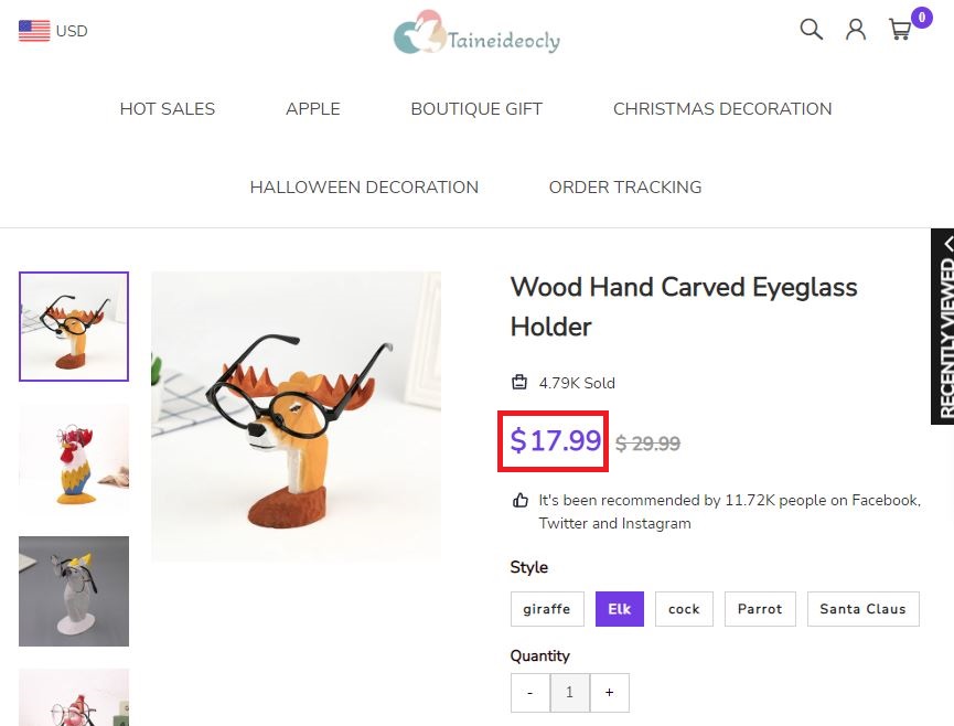 taineideocly scam deer eyeglasses holder fake price