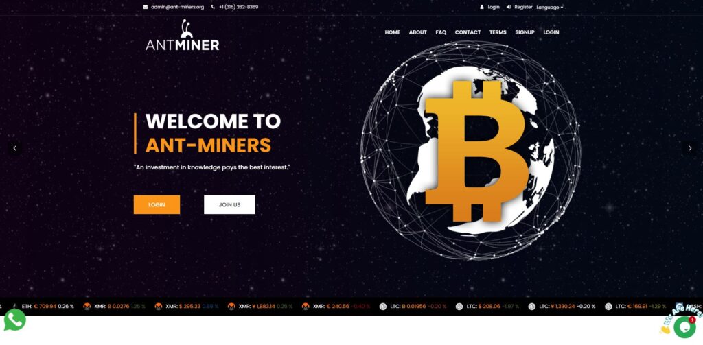 ant-miners scam home page