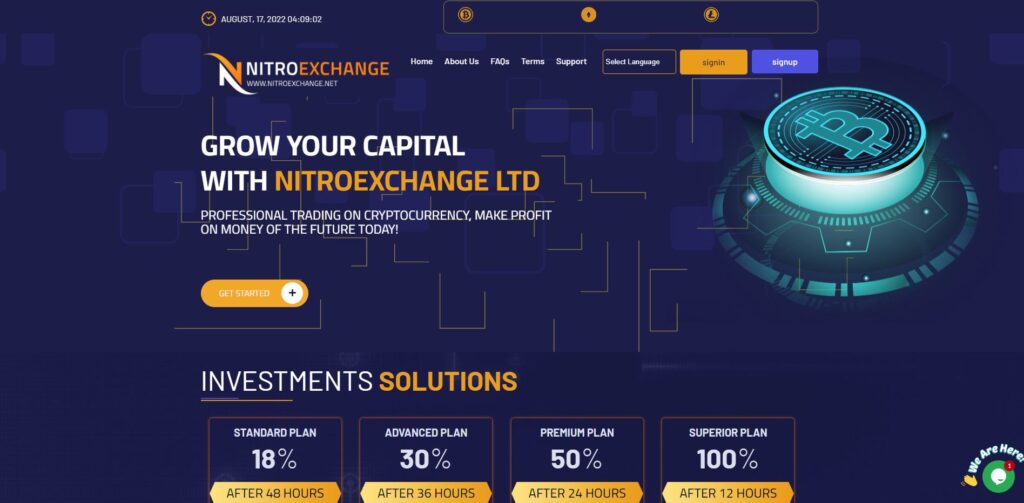 nitroexchange scam home page