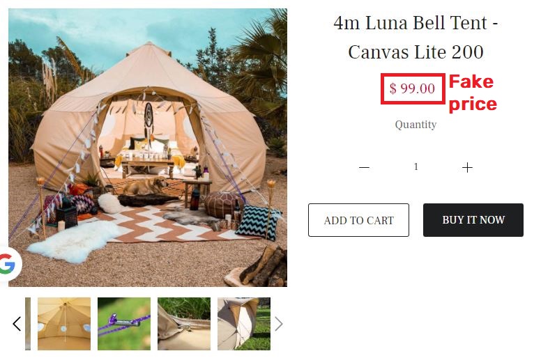 Bbviplink scam tent fake price
