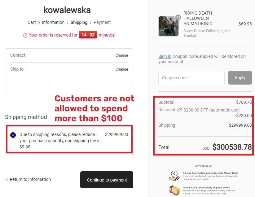 kowalewska store scam fake cart