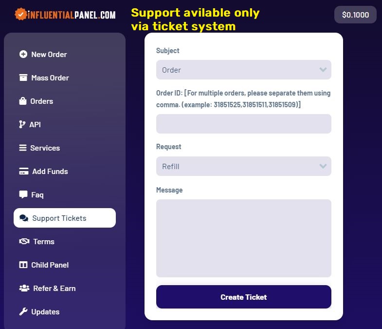 ticket system for support