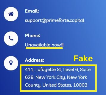 primeforte capital scam fale contact details