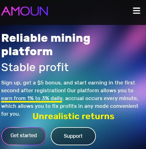 amoun scam fake return on investment