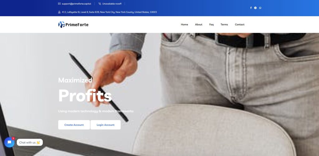primeforte capital scam home page