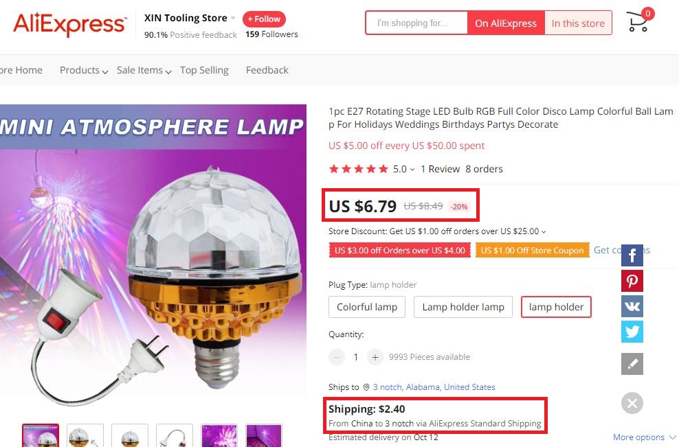 aliexpress led lamp real price