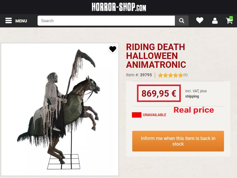 horror shop riding death animatronic real price