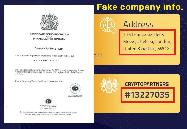Crypto-partners scam fake certificate 1