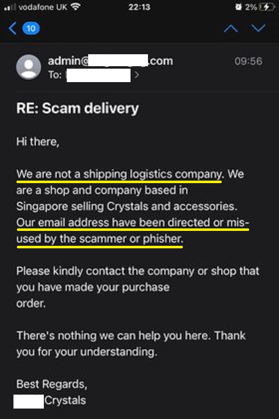 reply from courier 