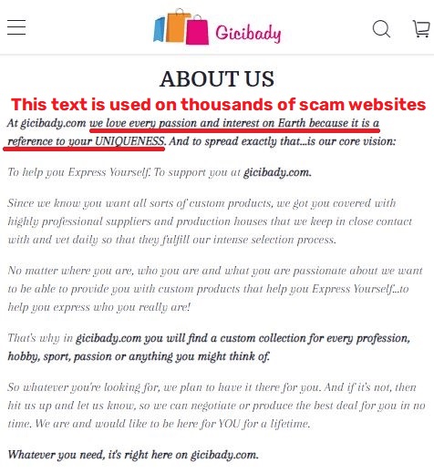 gicibady scam uniqueness scam network
