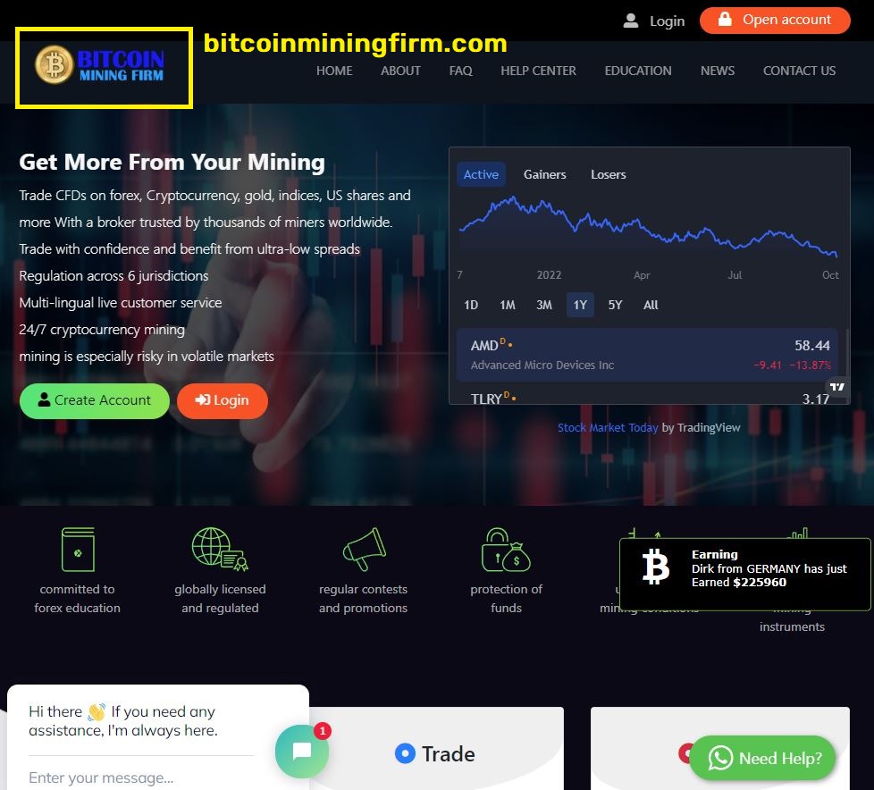 bitcoinminingfirm scam home page