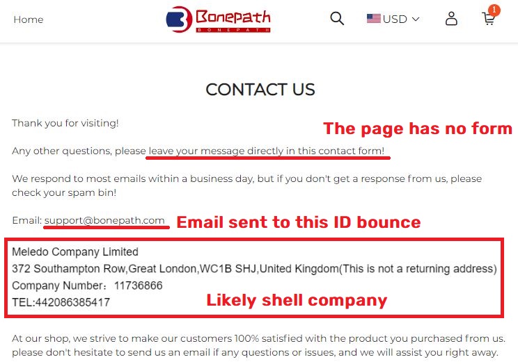bonepath scam contact details meledo company