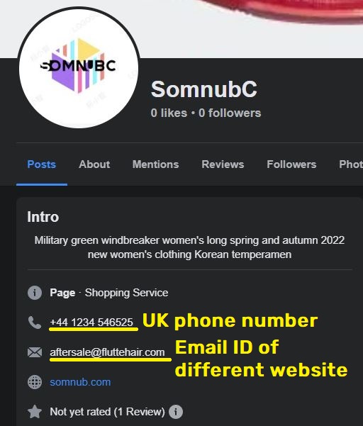 somnub scam facebook page fake information