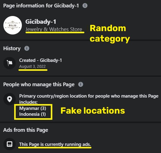 gicibady scam facebook page fake locations