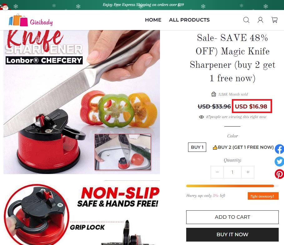 gicibady scam magic knife sharpener fake price