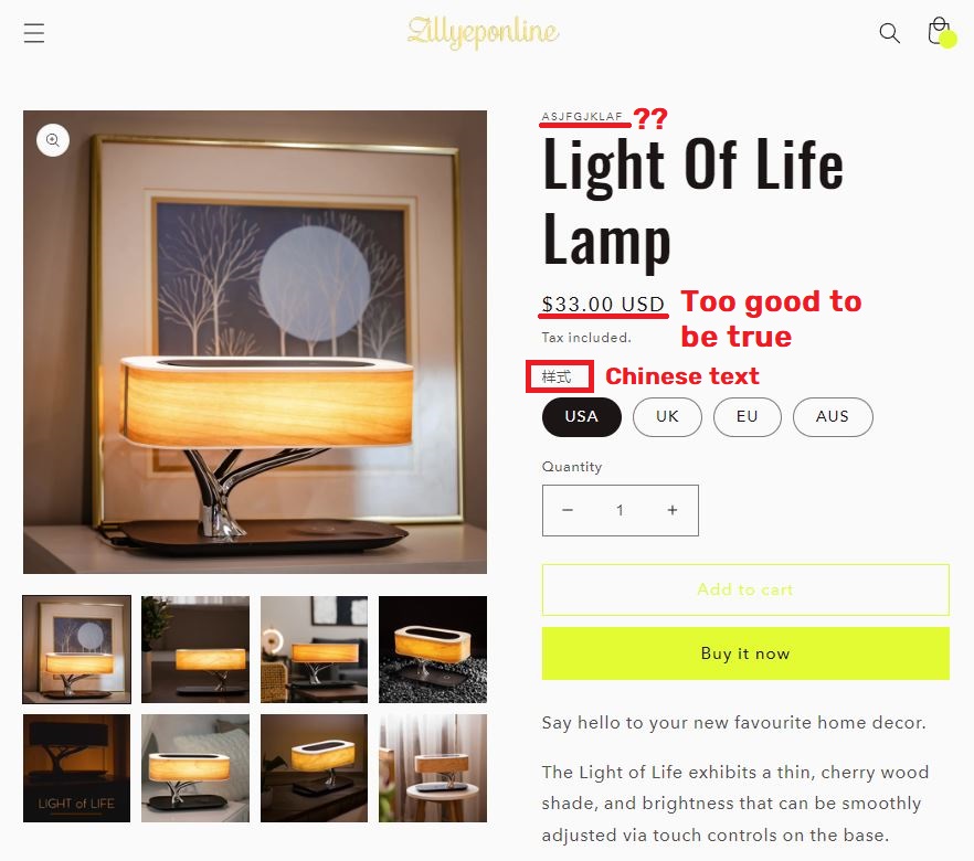 Zillyeponline scam light of life lamp fake price