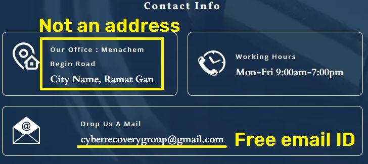 cyber recovery group cyberrecoverygroup scam fake contact details