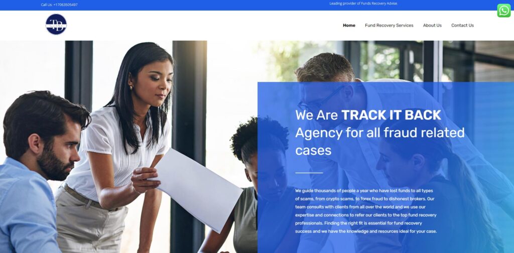 trackitback scam home page