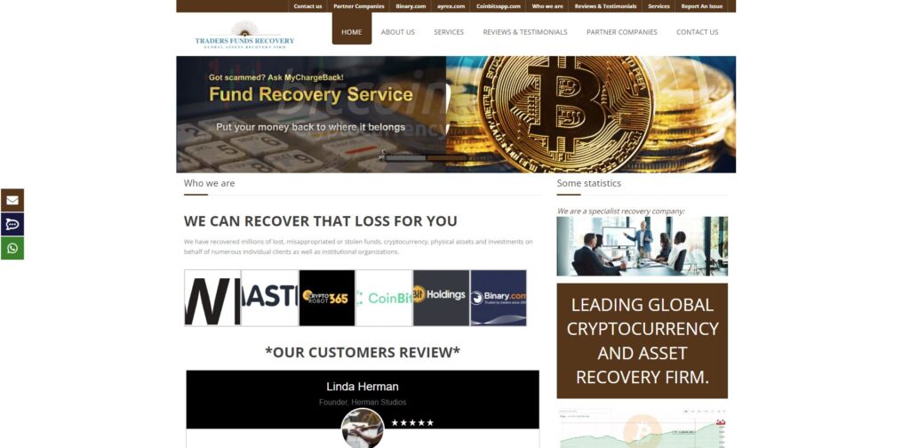 tradersfundsrecovery traders fund recovery scam home page