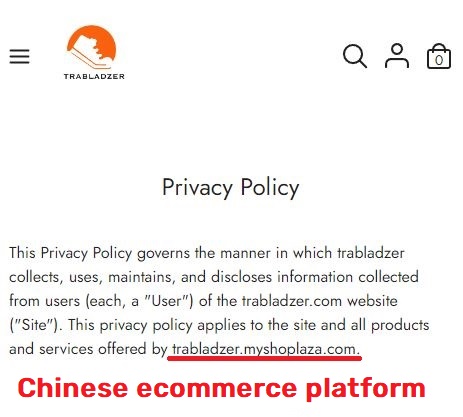 trabladzer fake privacy policy shoplazza