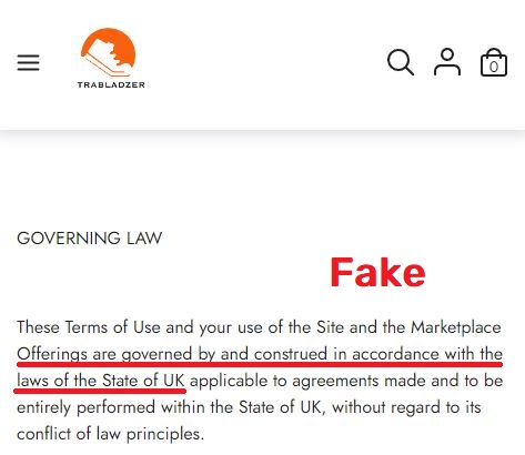 Trabladzer scam fake terms of service