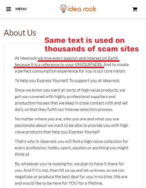 Idearock uniqueness scam network