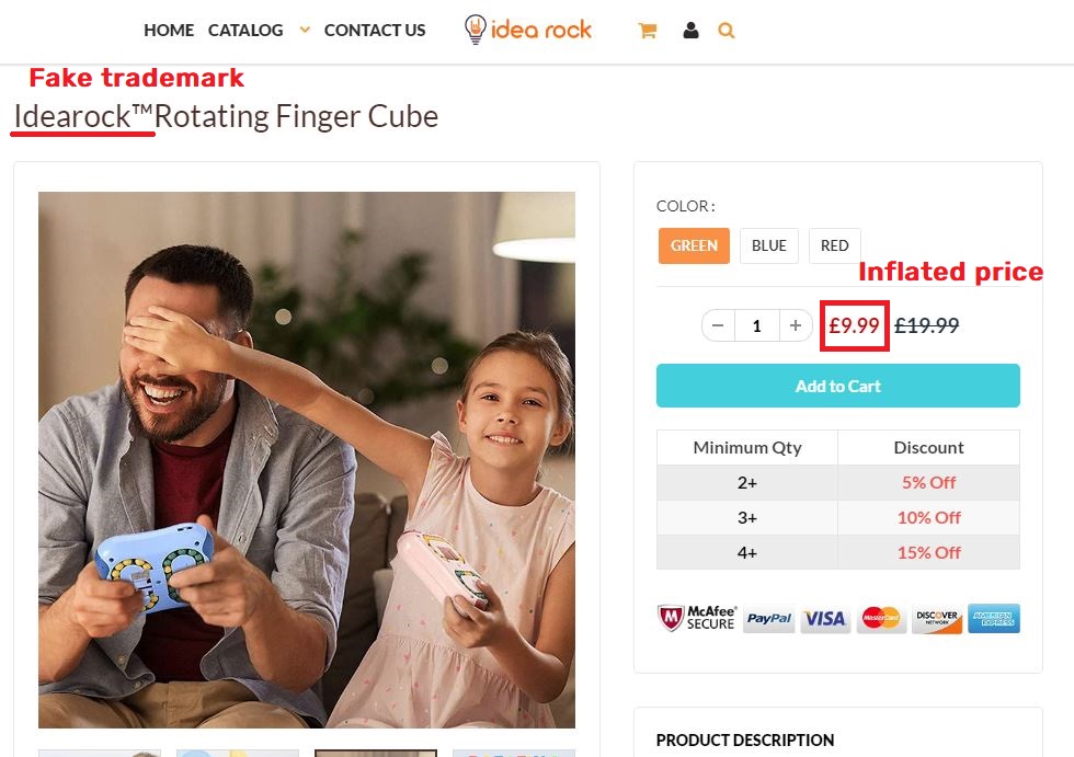 Idearock scam finger cube fake price