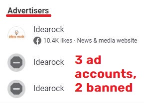 Idearock scam facebook ad accounts