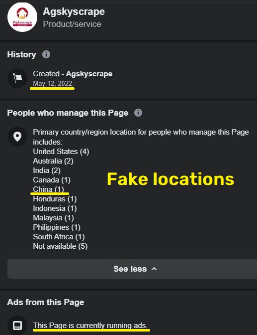 agskyscrape landbase scam fake facebook page information