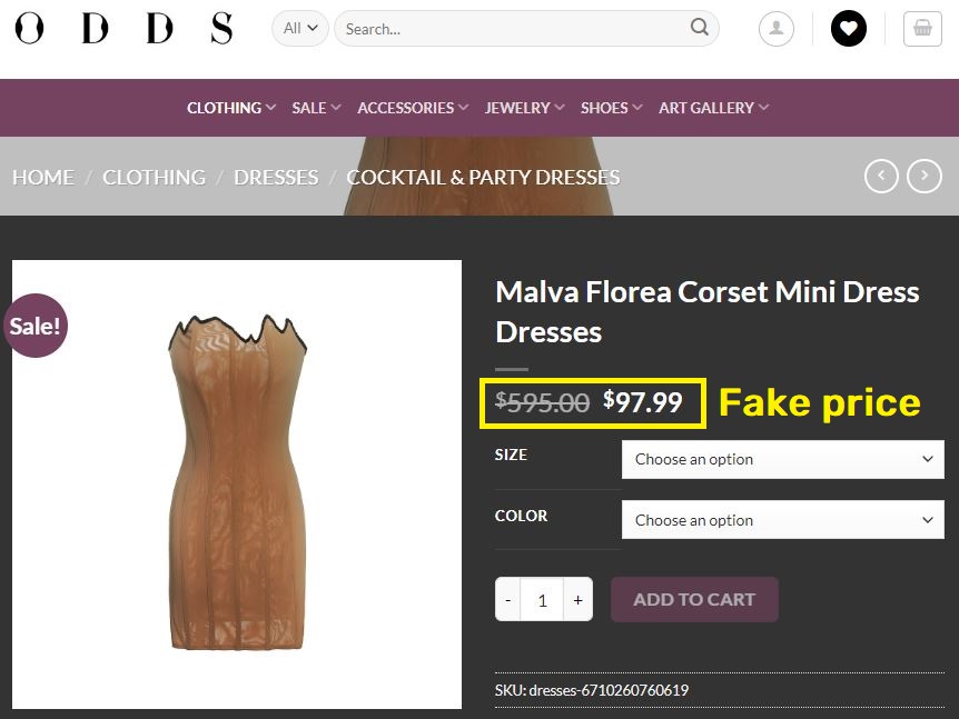 oddsconcepts scam florea dress fake price
