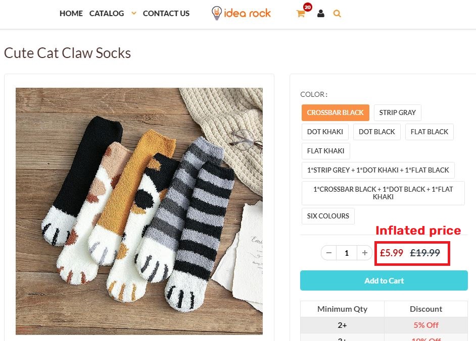 Idearock cat claw socks fake price