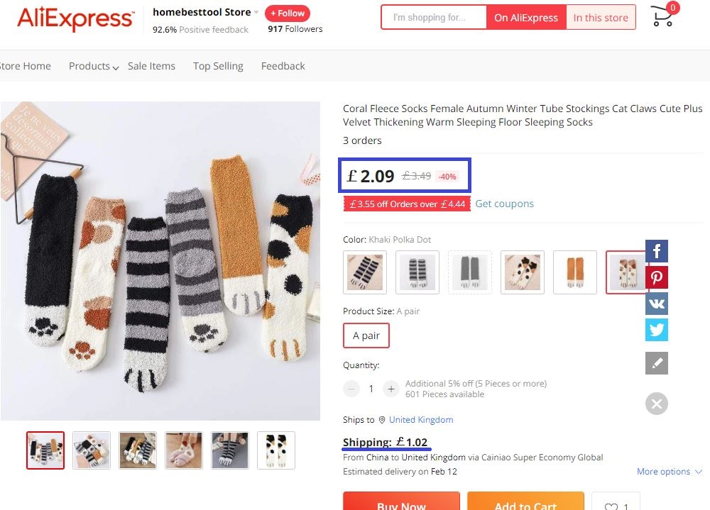 aliexpress cat claw socks real price