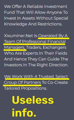 Xixuminer scam useless information