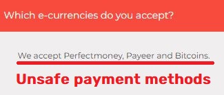 unsafe payment methods