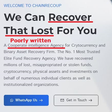 Chainrecoup scam copied content