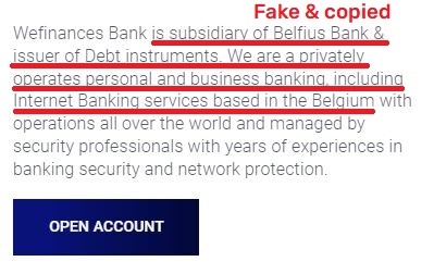 wefinances bank scam belfius bank subsidiary
