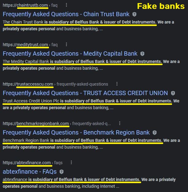 fake banks claiming to be subsidiaries of belfius bank