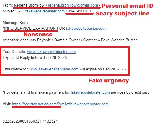 register-notice electronicdomains whats-ip domain services scam email regena bromilow