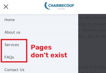 Chainrecoup scam missing pages