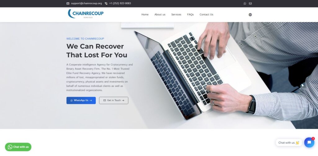 Chainrecoup scam home page