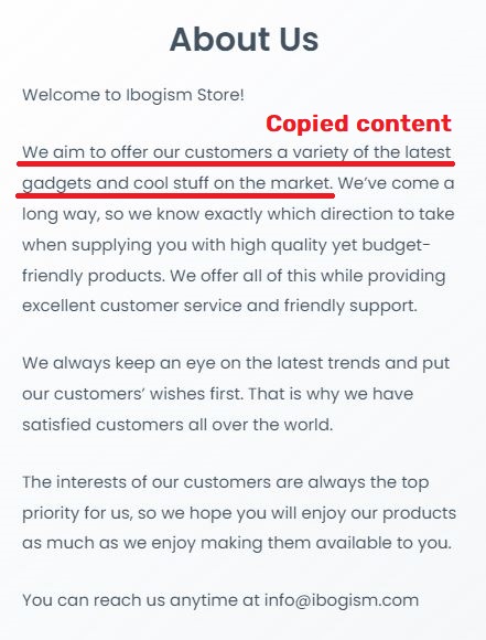 Ibogism scam copied content