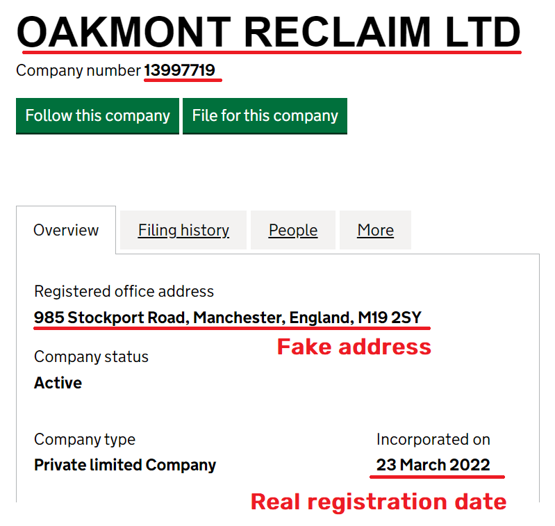 oakmont reclaim limited scam uk company