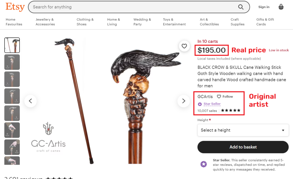 gc-artis crow cane real price