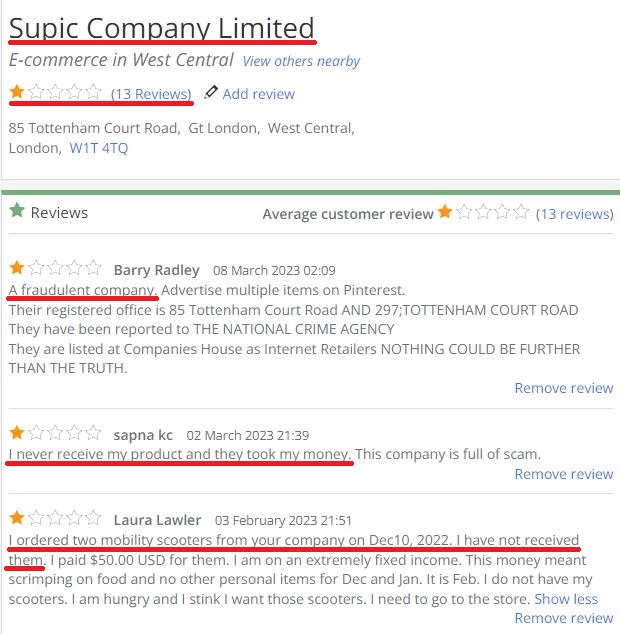 supic company limited scam customer review 