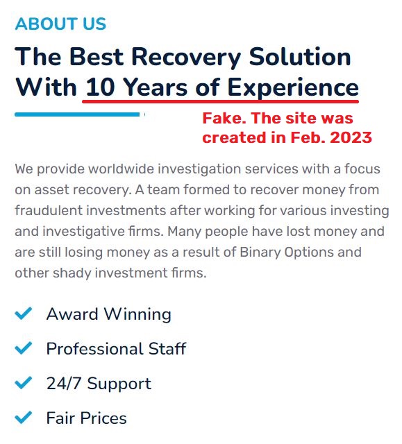 expertassetrecovery scam fake company age