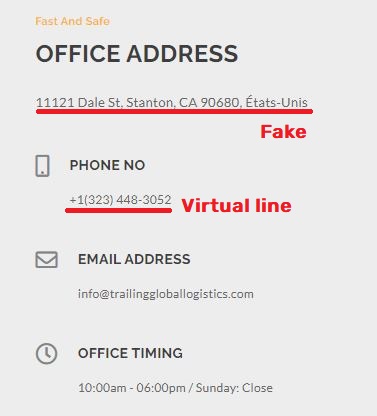 trailinggloballogistics scam contact details